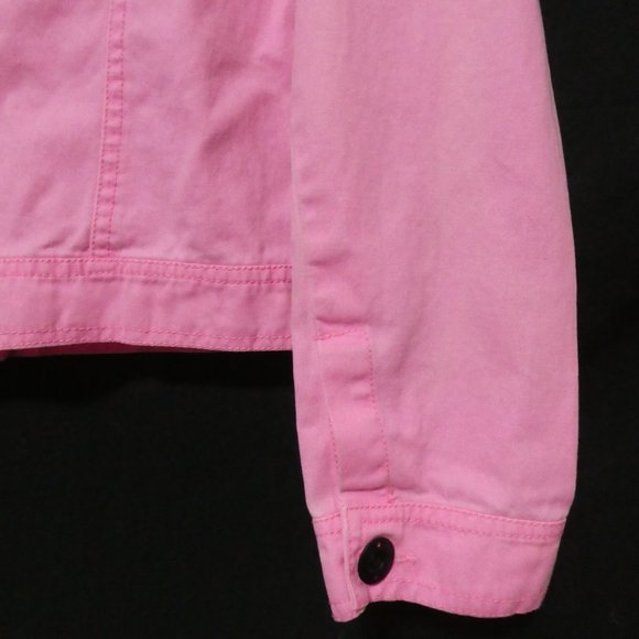 HURLEY | xs extra small | Classic Pink Denim Jacket with Black Buttons | GUC - Picture 15 of 16